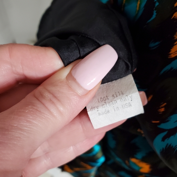 Whitney Eve Blue Peacock Print 100% Silk Mini Halter Dress Size L - Picture 5 of 7